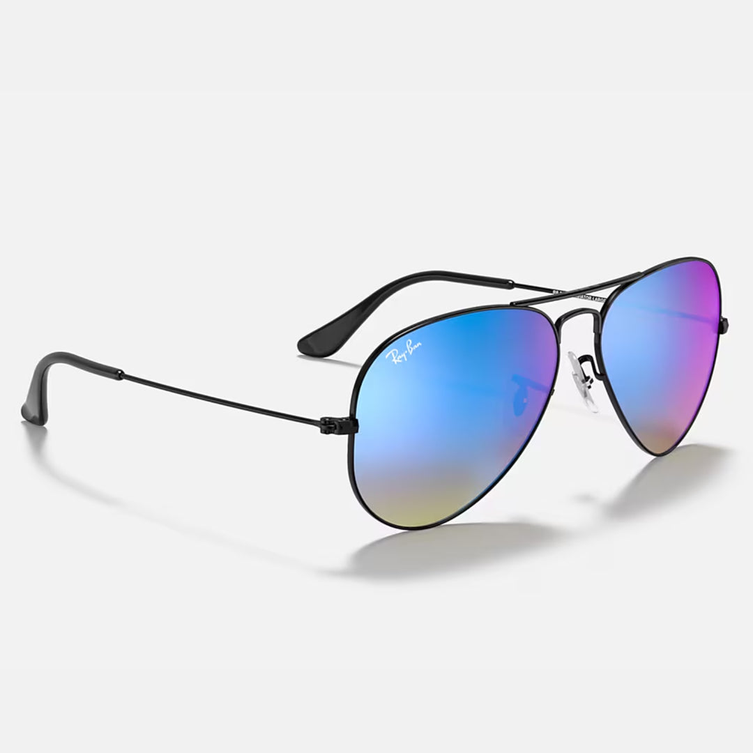 Ray Ban Aviator Large Metal Polished Black | Blue Flash | RB3025 002/4O (62-14)