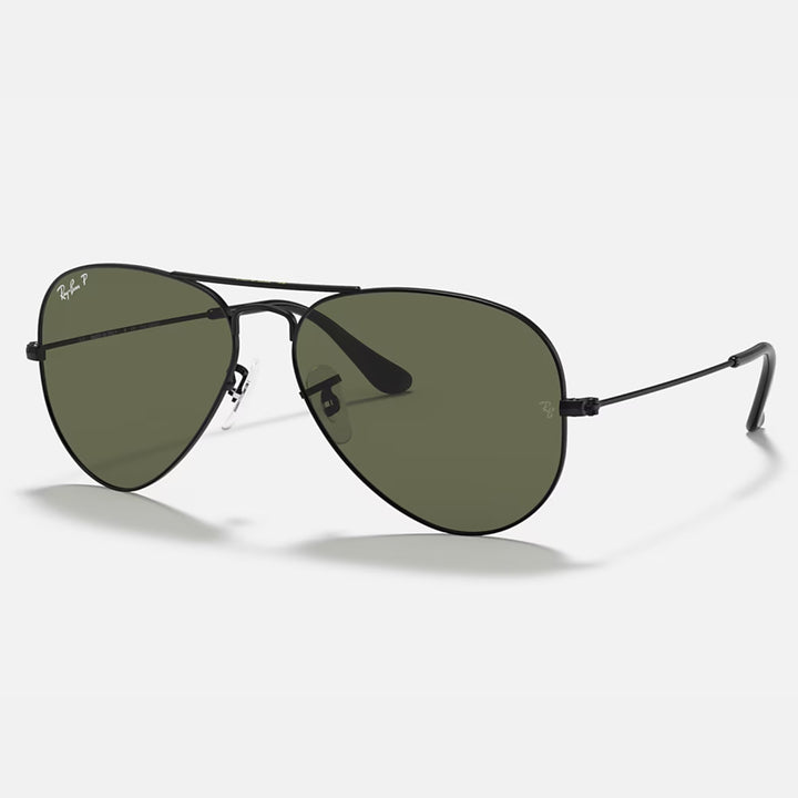 Ray Ban Aviator Large Metal Polished Black | G-15 Green Polarized | RB3025 002/58 (55-14)