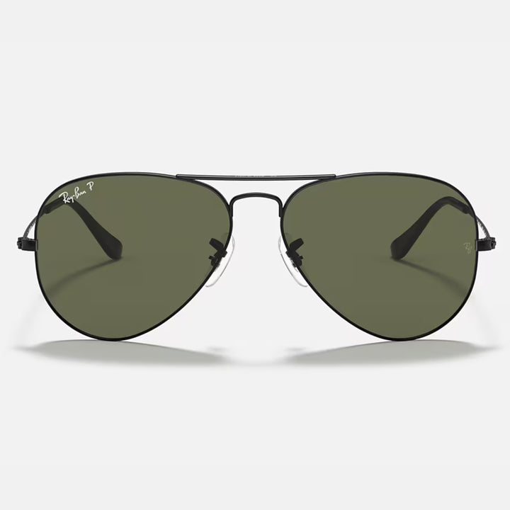 Ray Ban Aviator Large Metal Polished Black | G-15 Green Polarized | RB3025 002/58 (55-14)