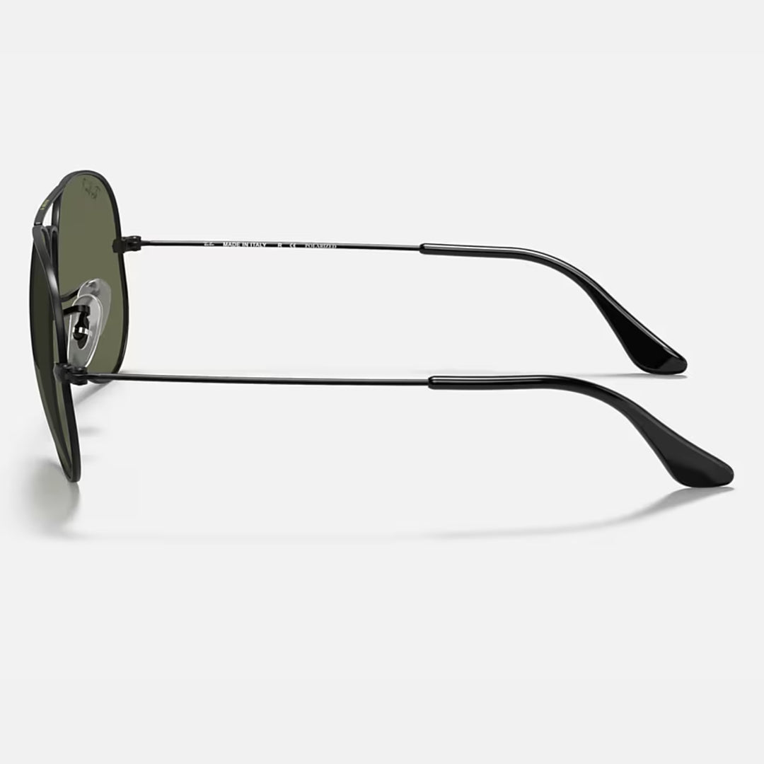 Ray Ban Aviator Large Metal Polished Black | G-15 Green Polarized | RB3025 002/58 (55-14)