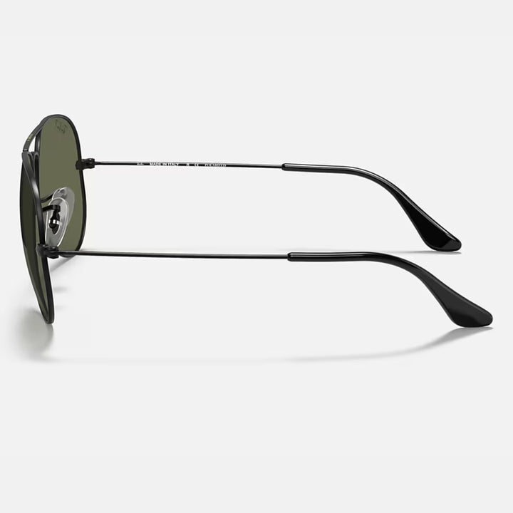 Ray Ban Aviator Large Metal Polished Black | G-15 Green Polarized | RB3025 002/58 (55-14)