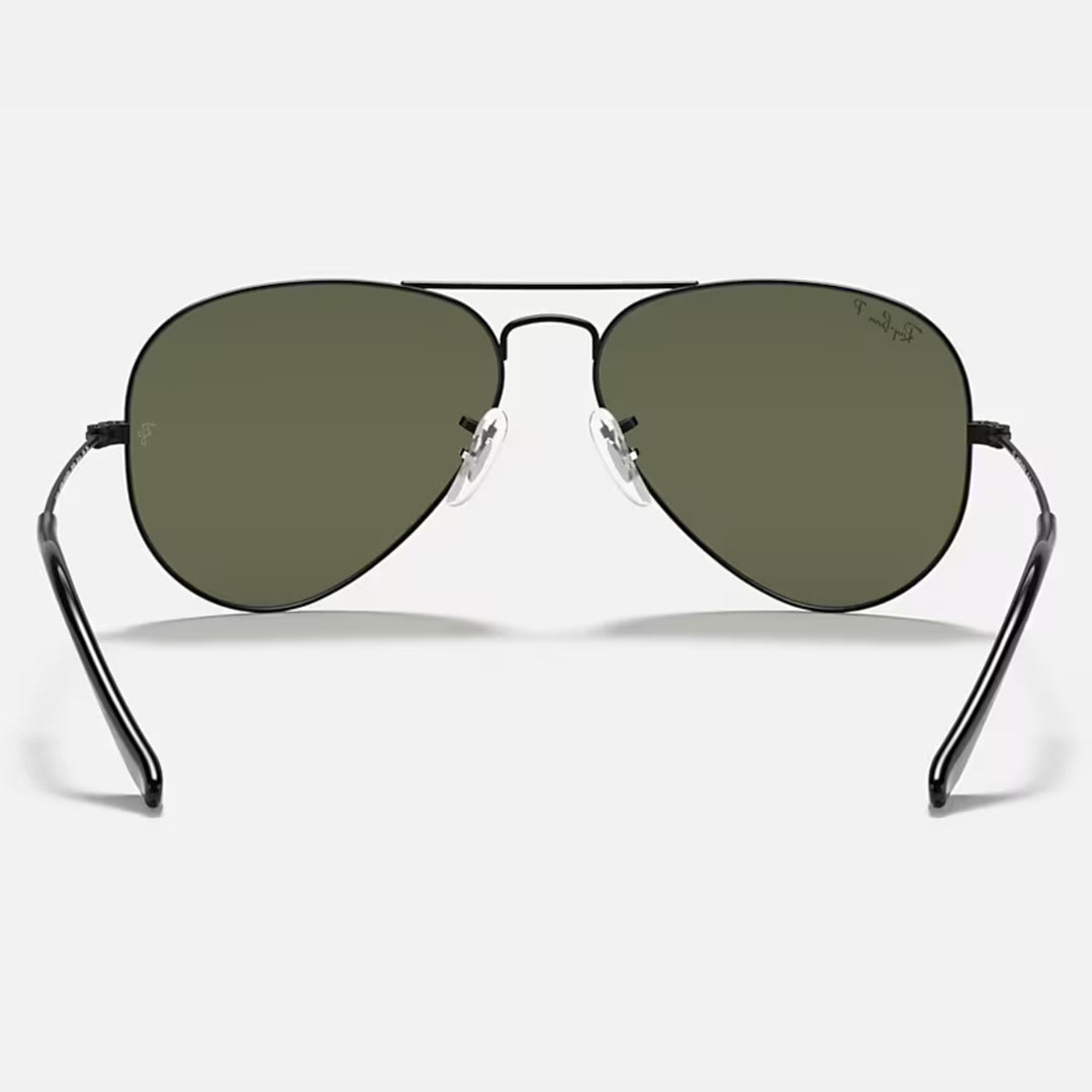 Ray Ban Aviator Large Metal Polished Black | G-15 Green Polarized | RB3025 002/58 (55-14)