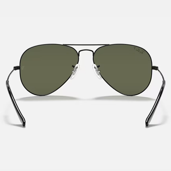 Ray Ban Aviator Large Metal Polished Black | G-15 Green Polarized | RB3025 002/58 (55-14)