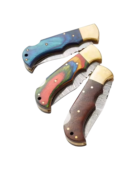 Rill Simple Tools Damascus Folding Knife "Azul"