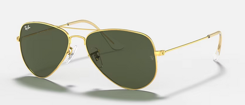 Ray-Ban Aviator Extra Small Polished Gold Frame l Crystal Green Lens RB3044