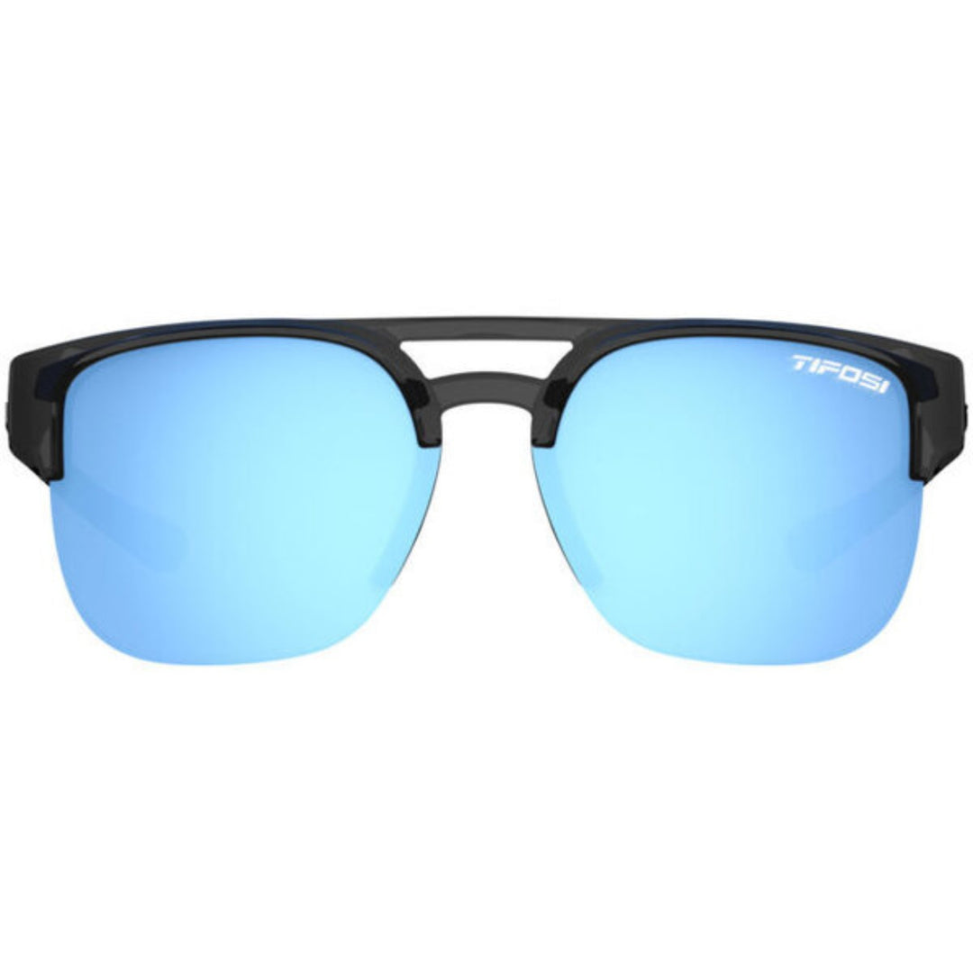 Tifosi Salvo Crystal Smoke Frames l Smoke Tint w/ Blue Mirror Lens