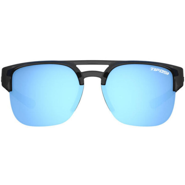 Tifosi Salvo Crystal Smoke Frames l Smoke Tint w/ Blue Mirror Lens