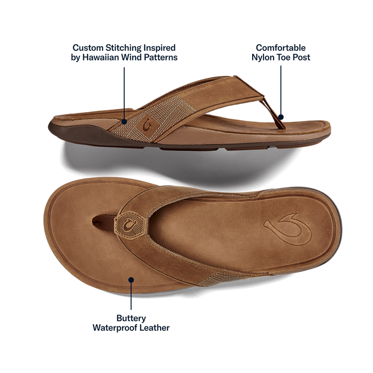 OluKai Men's Tuahine Waterproof Leather Sandals