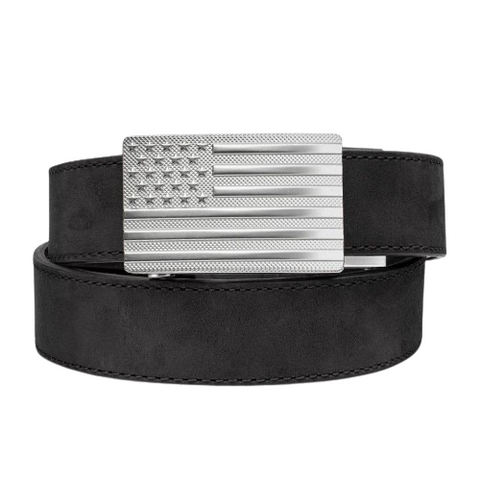 Kore Flag Buckle/Black Buffalo Leather Gun Belt