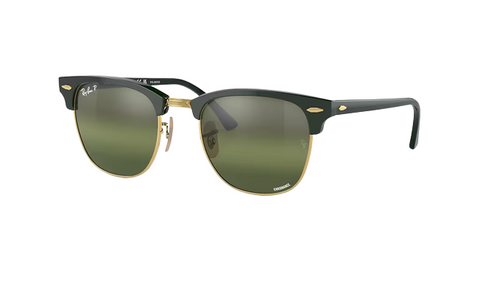 Ray-Ban Clubmaster Green on Arista Frame l Dark Green Mirror Polar Lens