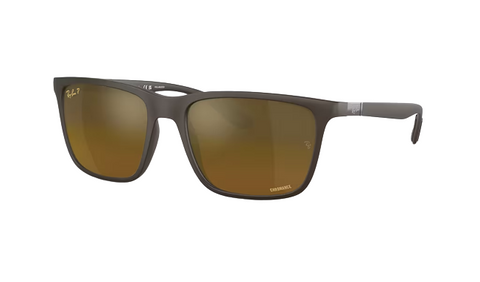 Ray-Ban RB4385 Matte Brown Frame l Brown Mirror Gold Polar Lens