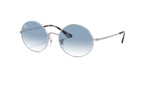 Ray-Ban RB1970 91493F/54 Oval Polished Silver l Light Blue