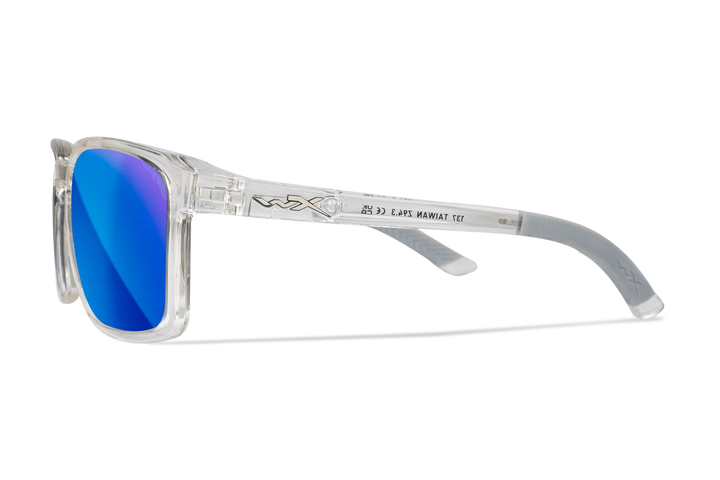 Wiley X Alfa AC6ALF09 Gloss Clear Crystal Frame | Captivate Polarized Blue Mirror Lens
