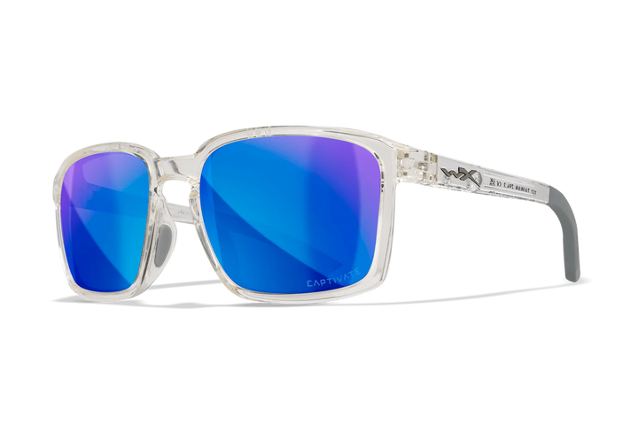 Wiley X Alfa AC6ALF09 Gloss Clear Crystal Frame | Captivate Polarized Blue Mirror Lens