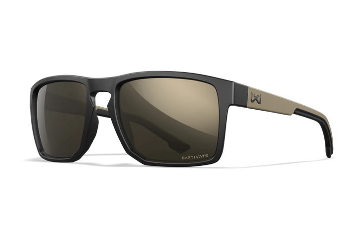 Wiley X Founder AC6FND04 Matte Black/Tan Frame | Captivate Tungsten Mirror Lens