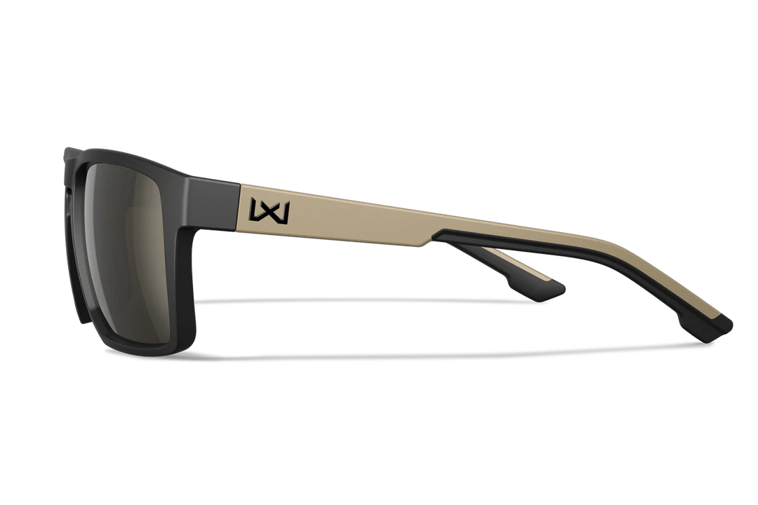 Wiley X Founder AC6FND04 Matte Black/Tan Frame | Captivate Tungsten Mirror Lens