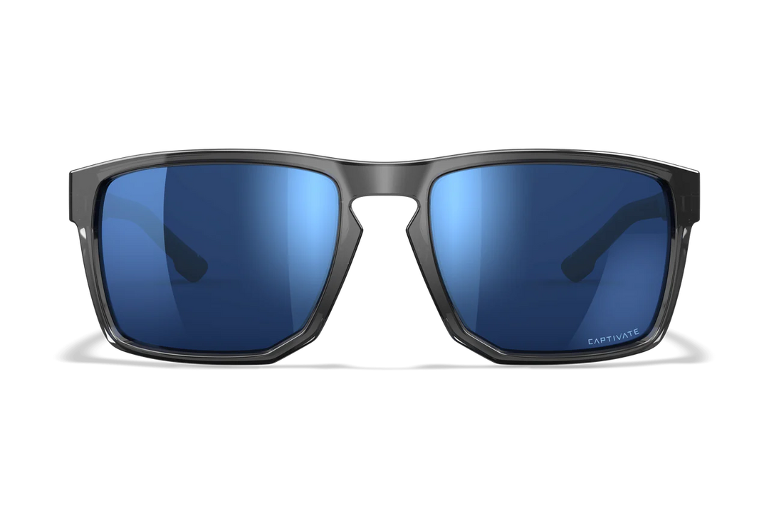 Wiley X Founder AC6FND09 Gloss Crystal Grey Frame | Captivate Polarized Blue Mirror Lens