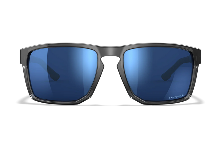 Wiley X Founder AC6FND09 Gloss Crystal Grey Frame | Captivate Polarized Blue Mirror Lens