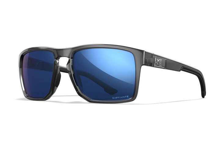 Wiley X Founder AC6FND09 Gloss Crystal Grey Frame | Captivate Polarized Blue Mirror Lens