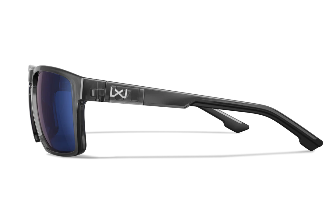 Wiley X Founder AC6FND09 Gloss Crystal Grey Frame | Captivate Polarized Blue Mirror Lens