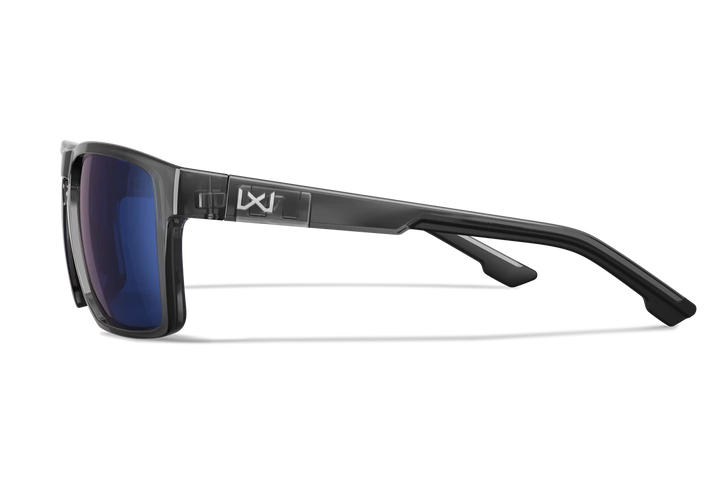 Wiley X Founder AC6FND09 Gloss Crystal Grey Frame | Captivate Polarized Blue Mirror Lens