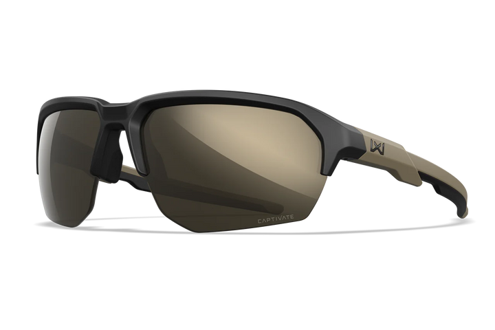 Wiley X Jakl CHJKL04 Matte Black And Tan Frame | Captivate Non-Polarized Tungsten Mirror Lens