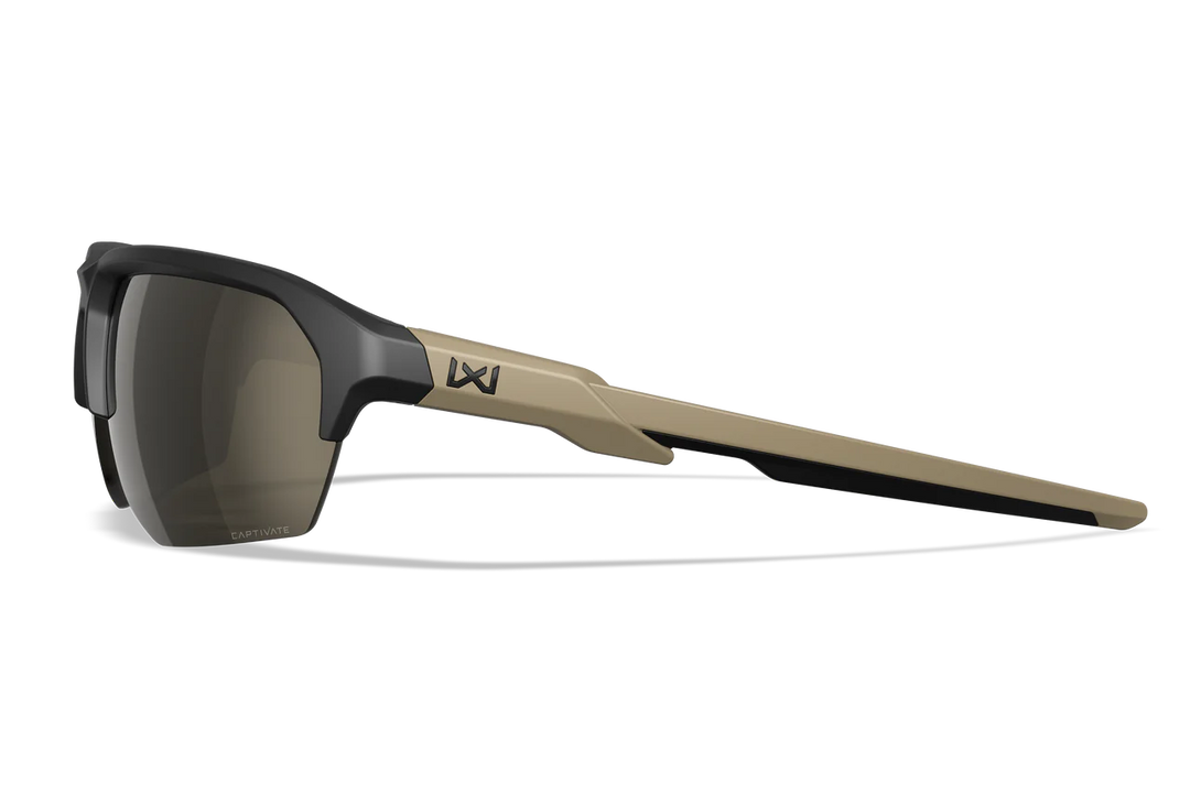 Wiley X Jakl CHJKL04 Matte Black And Tan Frame | Captivate Non-Polarized Tungsten Mirror Lens