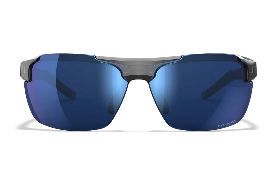 Wiley X Prime ACPRM09 Gloss Crystal Grey Frame | Captivate Polarized Blue Mirror Lens