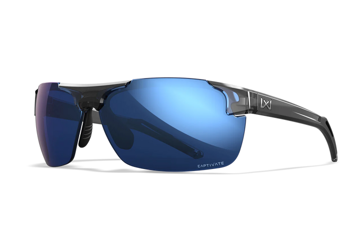 Wiley X Prime ACPRM09 Gloss Crystal Grey Frame | Captivate Polarized Blue Mirror Lens
