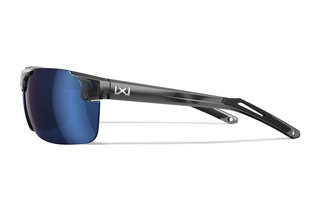 Wiley X Prime ACPRM09 Gloss Crystal Grey Frame | Captivate Polarized Blue Mirror Lens