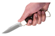 Buck Knives 110 Folding Hunter 0110BRSFG-B Genuine Ebony and Brass Handle | Satin Stainless Steel Blade