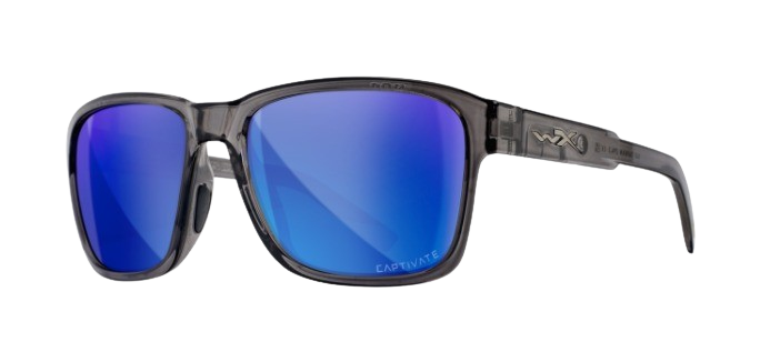 Wiley X Trek AC6TRK09 Gloss Crystal Dark Grey Frame | Captivate Polarized Blue Mirror Lens