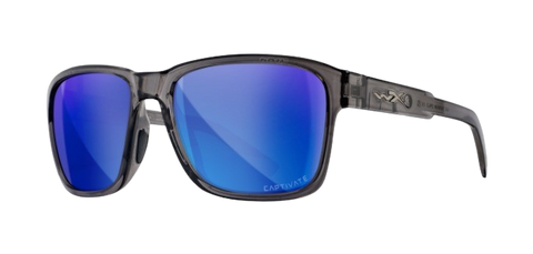 Wiley X Trek AC6TRK09 Gloss Crystal Dark Grey Frame | Captivate Polarized Blue Mirror Lens