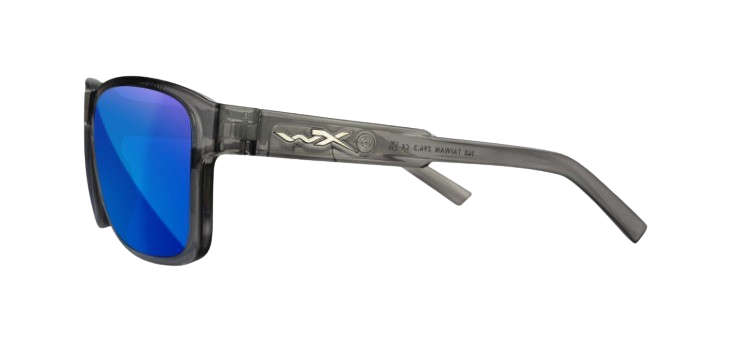 Wiley X Trek AC6TRK09 Gloss Crystal Dark Grey Frame | Captivate Polarized Blue Mirror Lens