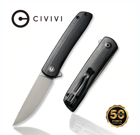 CIVIVI Bo Flipper Knife C20009B-3 Black G10 Handle | Gray Stonewashed Nitro-V Blade