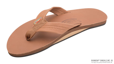 Rainbow Sandals Men's Single Layer Classic Leather with Arch Support 1" Strap