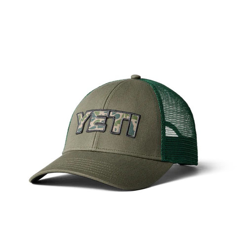 YETI Camo Logo Badge Trucker Hat