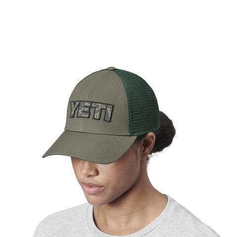 YETI Camo Logo Badge Trucker Hat