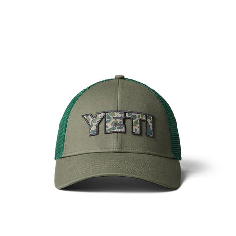 YETI Camo Logo Badge Trucker Hat