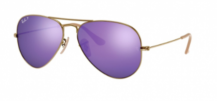 Ray-Ban Aviator Metal Large RB3025 167/1R Demi Gloss Brushed Bronze Frame | Grey Mirror Lilac Lens