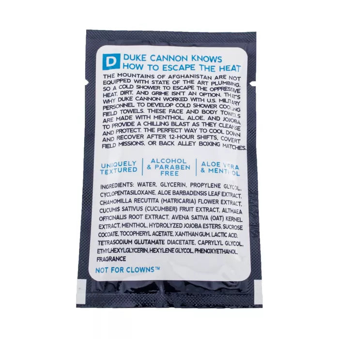 Duke Cannon Cold Shower Towel Individual Wipes