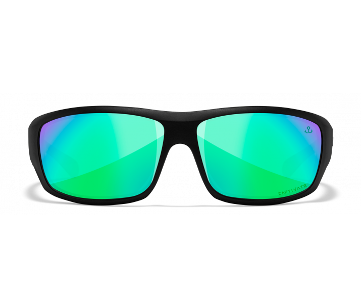 Wiley X Omega AC0ME22 Wheeler Matte Black Frame | Captivate Polarized Green Mirror Lens