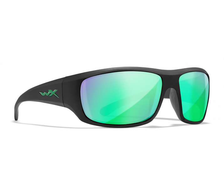 Wiley X Omega AC0ME22 Wheeler Matte Black Frame | Captivate Polarized Green Mirror Lens