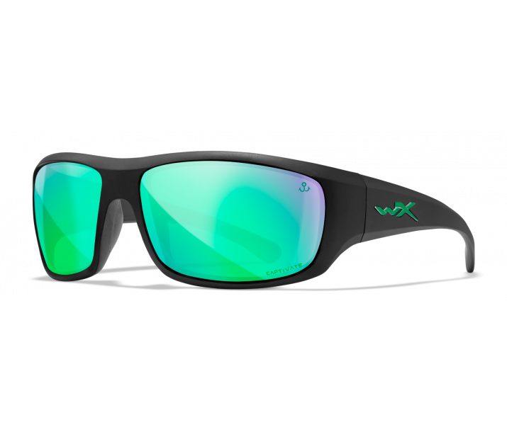Wiley X Omega AC0ME22 Wheeler Matte Black Frame | Captivate Polarized Green Mirror Lens
