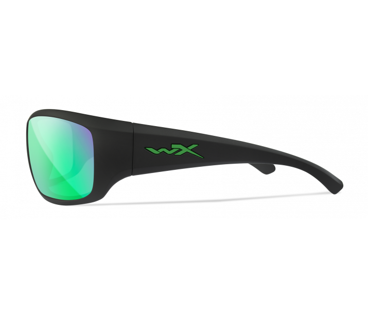 Wiley X Omega AC0ME22 Wheeler Matte Black Frame | Captivate Polarized Green Mirror Lens